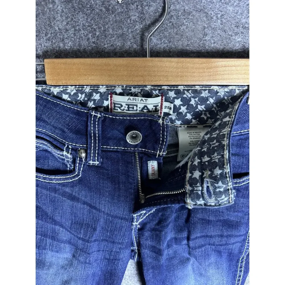 ARIAT Real Denim - Women's Jeans - Mid Rise Skinny Blue - Size 25R - Picture 6 of 14